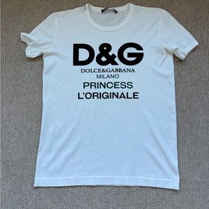 Dolce & Gabbana White T-Shirt with Black Text